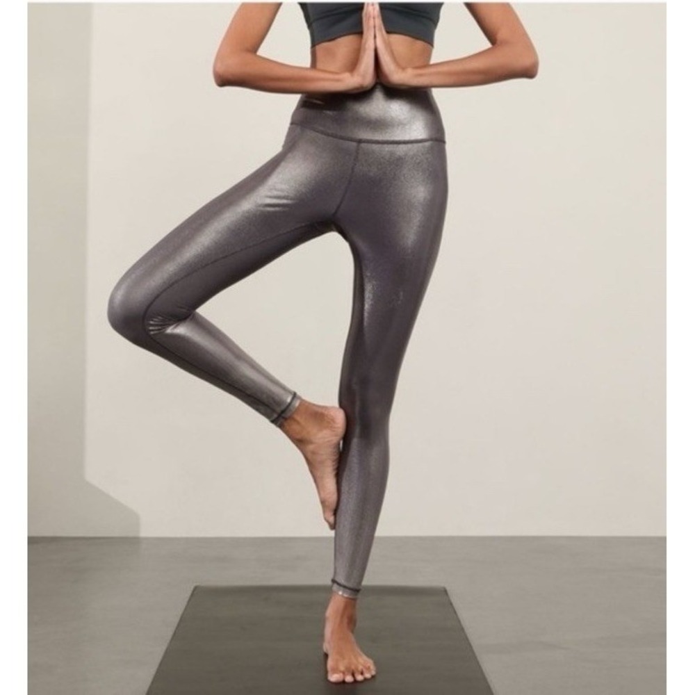 Athleta Lustre Elation Shine Tight Gray Shimmer Workout‎ Leggings S